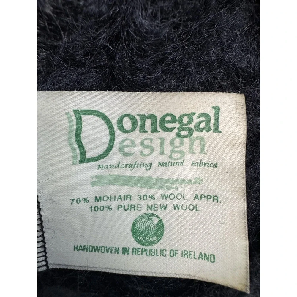 Donegal‎ Design Hat Beret Womens One Size Black Mohair Knit Handmade Ireland